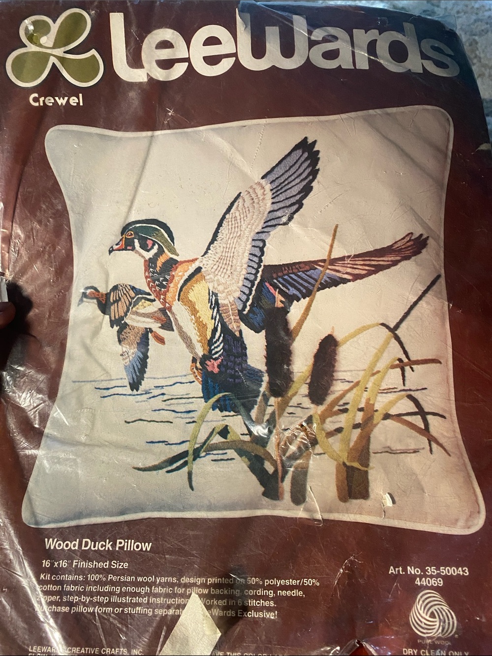 Vintage LeeWards Wood Duck Pillow - Crewel Embroidery Kit